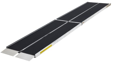 12’ Portable Wheelchair Ramp for Home Steps & Entry, 600 lb Capacity, Folding, Non-Slip, for Scooter, Walker, Rollator, Silver Spring