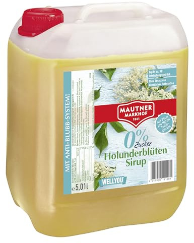 Mautner Markhof Sirup Holunderblüte 0% Zucker - 5 L Gastro-Flasche fruchtiger Mix-Sirup für Bars & Gastronomie