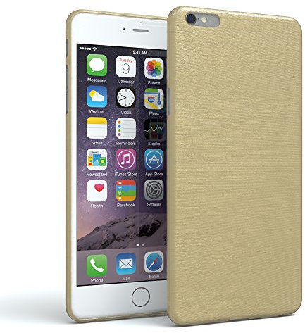EAZY CASE Hülle kompatibel mit iPhone 6 Plus / 6S Plus Schutzhülle Silikon, gebürstet Slimcover in Edelstahl Optik, Handyhülle, TPU Hülle/Soft Case, Backcover, Silikonhülle Brushed, Gold