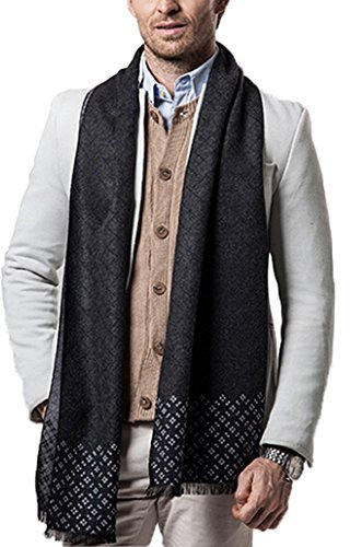 Panegy - Herren Klassisch Kariert Schal Männer Herbst Winter Schal Halstuch - Schwarz
