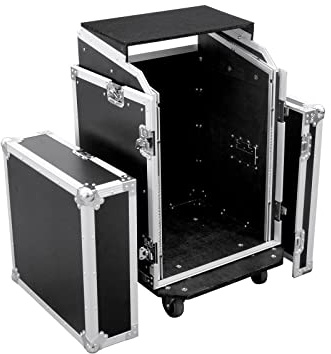 ROADINGER Spezial-Kombi-Case LS5 Laptop-Rack, 14HE | Flightcase für 483-mm-Geräte (19), mit Laptopablage