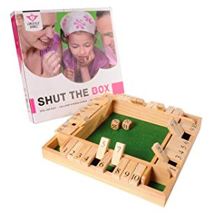 Engelhart - Shut The Box, Für 2-4 Spieler - Schließen Sie die Box Holzspiel - Brettspiele Aus Holz - Holzspiele