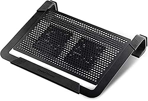 Cooler Master NotePal U2 PLUS - Refroidisseur Ordinateur Portable, 2 Ventilateurs Positionnables de 80 mm, Protection Durant le Transport, Cadre Ergonomique en Aluminium - Noir