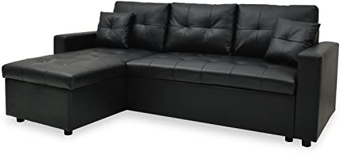 INTENSE DECO Canapé d'angle Convertible Cuero Noir