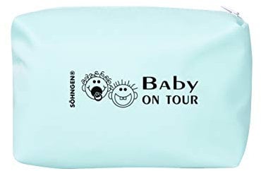 Söhngen Erste-Hilfe-Tasche Baby on Tour blau (Reißverschlusstasche für Kleinkinder; beschichtetes Nylongewebe; robust; mit Fieberthermometer, Schnuller, Verbandmaterial, Beißring) 0350007b