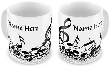 Personalised Music Notes Any Name Novelty Gift Mug