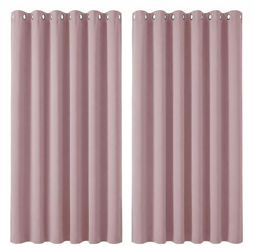 Deconovo Super Soft Solid Thermal Insulated Blackout Curtains, 90 Width x72 Drop, 1 Pair, Pink Lavender