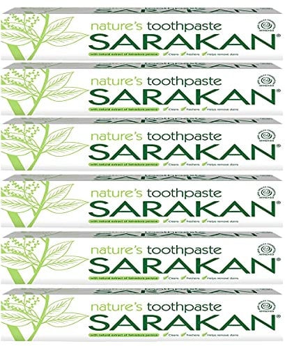 6 x Sarakan Nature’s Toothpaste (50 ml) | Vegan Toothpaste | Fluoride Free | Suitable for Adults and Children