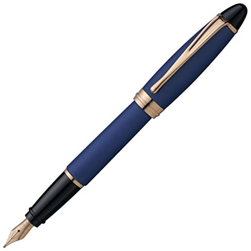 Aurora B10-PB Fountain Pen, M, Medium Point, Satin, Rose Gold, Blue, Double Use Type, Genuine Import