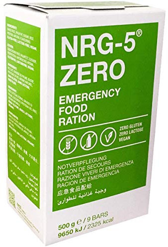 Notverpflegung 5x NRG-5 ZERO Glutenfrei Survival 500g Notration Notvorsorge | 5x9 Riegel Survivalnahrung Expeditions Grundausstattung wie EPA