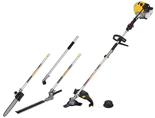 Powerplus Multitool benzinbetrieben POWXG3026-42,7 cc 4-in-1 Gartengerät, Heckenschere, Rasentrimmer, Kettensäge und Benzin-Freischneider, 1160 ml Tankinhalt