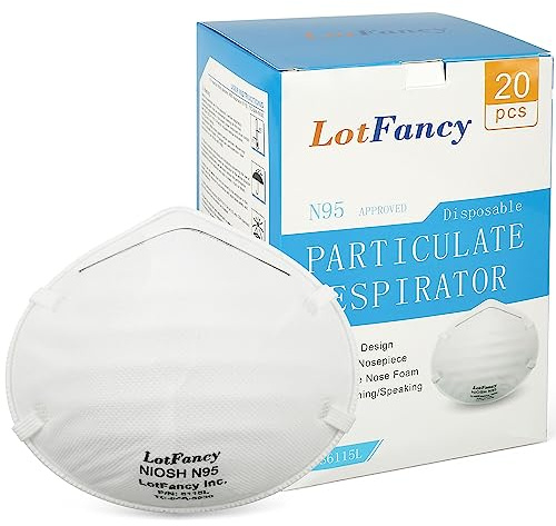 NIOSH N95 Mask, 20PCS Particulate Respirator, Disposable Face Mask, Against Dust, Air Pollution, Particle, Smoke, Safety Mask for Welding, Woodworking, Cleaning, Construction