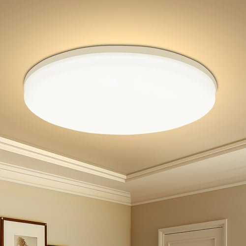 Yafido LED Deckenlampe 30cm 3000K Warmweiß | 48W 4320LM | Ultra Slim Flach Deckenlicht für Schlafzimmer, Wohnzimmer | Nicht dimmbar, gemütliches Licht