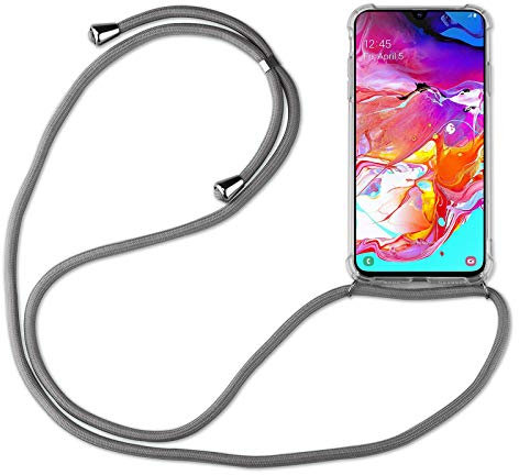 betterfon | Samsung Galaxy A70 A70s Handykette Smartphone Halskette Hülle mit Band - Schnur mit Case zum umhängen Handyhülle mit Kordel zum Umhängen für Samsung Galaxy A70 SM-A70 / A70s SM-A707 Grau