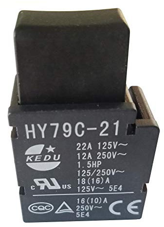 KEDU HY79C-21 Interruptor de disparo Interruptores pulsadores con botón autobloqueante para máquina de corte Taladro eléctrico Cortacésped 125/250V 22/12A pack de 2