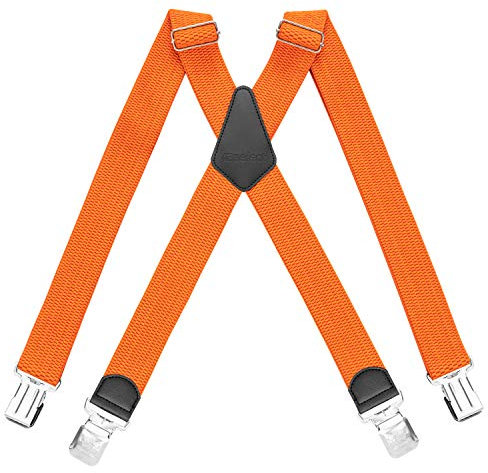 HBselect Hosenträger Herren mit 4 starken Clips 4 cm breit X-formoig elastisch einstellbar Länge für Damen Buro