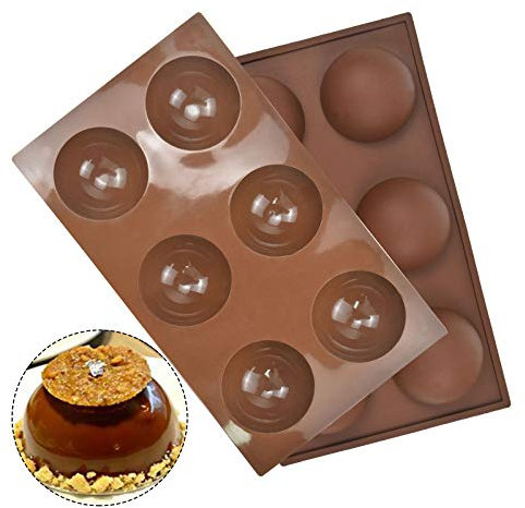 2pcs Moule Forme Demi Sphère, 12 Cavité Grand Moule a Dome Silicone, 7cm Moulle Silicone Chocolat Rond, Moule en Semi-Sphérique pour Gâteau, Pâtisserie, Mousse, Dômes Glacé (A)