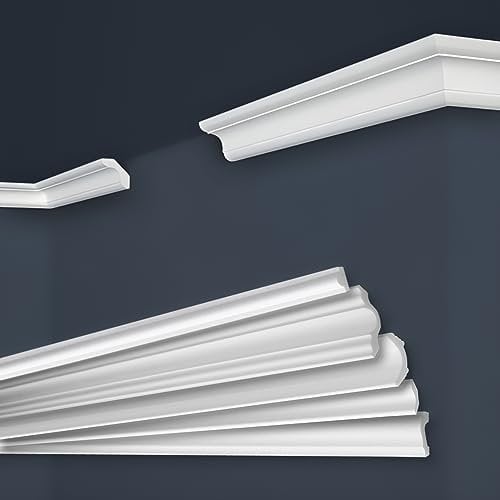 Marbet, listelli da soffitto in polistirene XPS, modanature in stucco di alta qualità, leggeri e robusti, dal design moderno (confezione risparmio da 40 metri, E-24, 29x29 mm), listello angolare