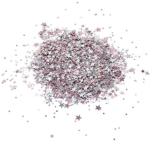 Oblique Unique® Konfetti Sterne Silber Rosé ca. 300 Stk. Stern Streu Deko Tischdeko Streuteile für Geburtstag Silvester Party