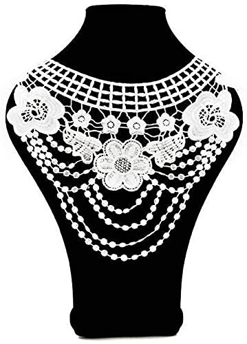 Aeromdale Floraler Kragenbesatz Spitze Patches Ausschnitt bestickt Nähen Applikation für DIY Ausschnitt Mieder Hochzeit Brautkleid Ballkleid - #A