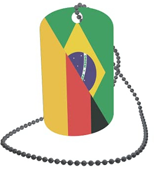U24 Dog Tag Erkennungsmarke ID Tag an Kette Flagge Brasilien-Deutschland Alu 30 x 50 mm