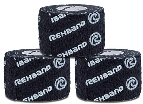 Rehband rutschfestes Hook Grip Tape 4,5 m, Daumentape für Crossfit, Powerlifting & Gewichtheben,100% Baumwolle, Farbe:Schwarz - 38 mm, Größe:18 Rollen