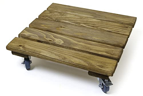 Holzfee Pflanzenroller massiv Rolli S-40 | Kiefer geölt 40 x 40 cm