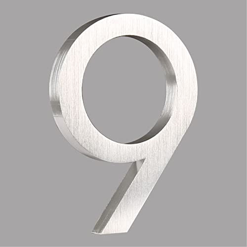 HASWARE Numero civico galleggiante 6 pollici (15 cm) Elegante porta numeri targa alfabeto Numeri indirizzo di casa (9, Argento)