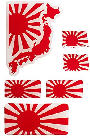 BIKE-label Japan Rising Sun 3D Aufkleber Set Flaggen 6 Stück Sticker Auto Kfz Motorrad X301200
