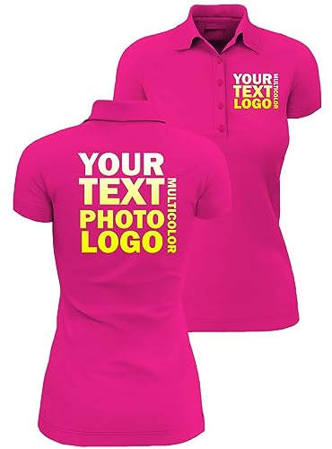 lepni.me Personalisiertes Damen-Polohemd mit eigenem Foto, Logo oder Text oder als Schlichtes Polohemd mit klassischen Knöpfen, Regular Fit, Elegantes Arbeitsoberteil ohne Druck