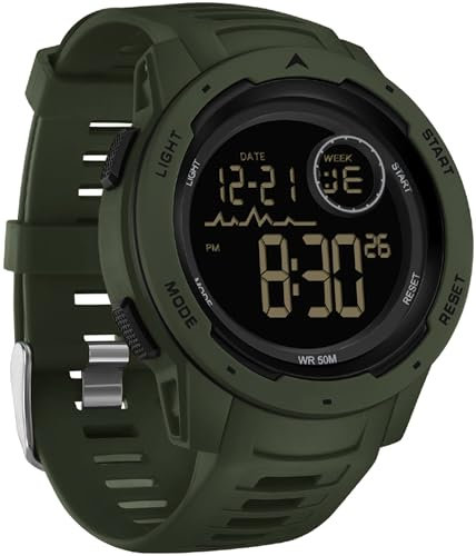 Uhren Herren Digital Militär Sportuhr 50M Wasserdicht Digitale Armbanduhr mit Wecker Datum Digitaluhr LED Stoppuhr 12/24H Tactical Watch für Männer Jungen Outdoor