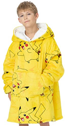 Pokemon Kids übergroße Decke Hoodie Pikachu oder Pokeball Sherpa Fleece Einheitsgröße