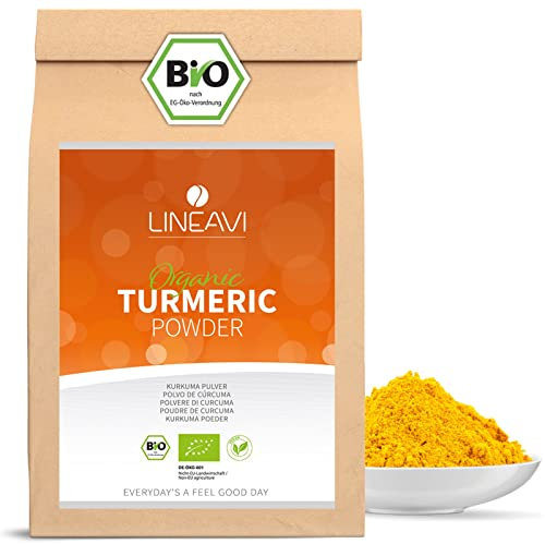 LINEAVI Kurkuma Pulver Bio 1000g, fein gemahlene Kurkuma-Wurzel in Bio-Qualität, ideal zur Zubereitung einer Goldenen Milch, als Zugabe in Getränken oder asiatischen Gerichten