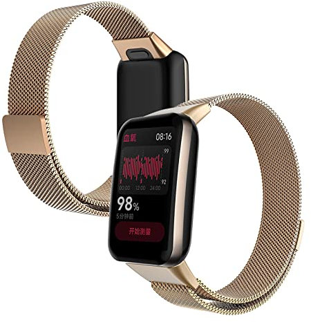 Edelstahl Armband Kompatibel mit Xiaomi Mi Band 7 Pro Armband Metall Ersatz Mesh mit Magnetische Für Herren Damen Uhrenarmband Für Xiaomi Mi Band 7 Pro (Roségold)