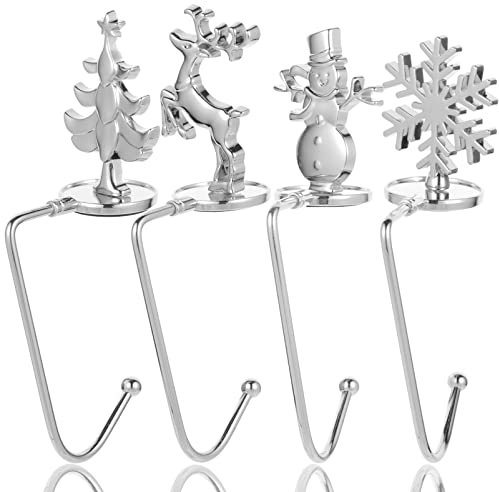 Zerodeko 4 Stücke Weihnachtsstrumpf Halter Nikolausstrumpf Halter Haken Kamin Anhänger Nikolausstiefel Halterung Metall Haken Aufhänger Handtaschenhalter für Weihnachten Kamin Tisch Dekoration