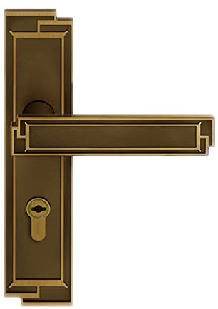 Innenbereich Türgriff Dämpfer Massivholz Türgriffe Innen Türgriff mit Schlüssel Wendbar für rechte und linke Seite für Schlafzimmer oder Badezimmer Eingang Türknauf (Farbe: Braun Bronze innen rechts)