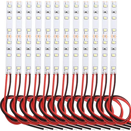 VISSQH 12pcs House Lighting 10cm 6-LED White with Cable 15cm 12-18 V Modellbau Beleuchtung,Modelleisenbahn Beleuchtung,Model Making LED Lighting(self-Adhesive)