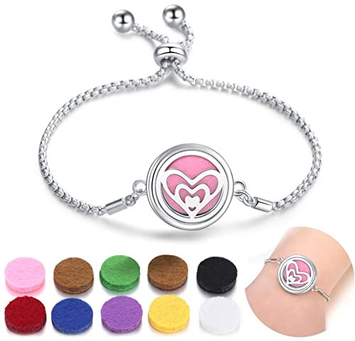 SIXDUTON Armband für Damen Aromatherapie Ätherisches Öl Diffusor, Verstellbares Edelstahl Armband Muttertag Geburtstag Freundschaft Schmuck Geschenk