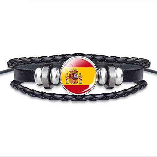 LODMLOER Geflochtenes spanisches Unisex-Armband, verstellbares Lederarmband, Sportveranstaltungen und Nationale Feiern