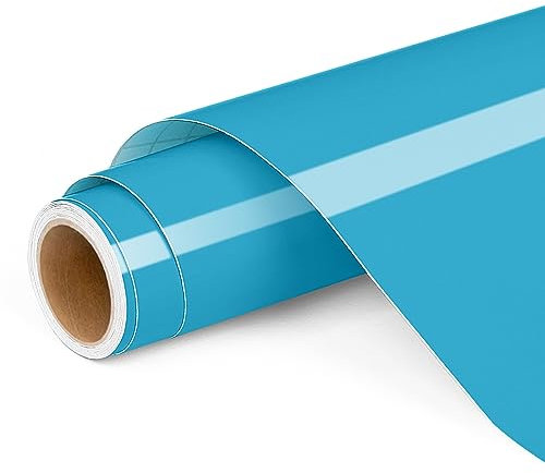 Permanent Vinyl for Cricut, 12x4ft Light Blue Self Adhesive Vinyl Roll for Cricut and Silhouette Cameo, Blue Vinyl for Party Decoration, Window Stickers, Home Decor