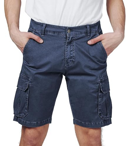 RE&X Jeans Pantaloni Corti Uomo Cargo Slim Fit Casual Denim (Blue, 48 Corto)