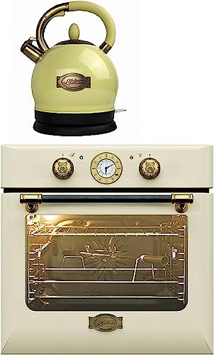 Kaiser Herdset Autark Einbaubackofen EH 6432 ElfBE Eco+WK 2000 ElfEm, Retro Einbau Backofen Elektro, Autark, 68 L, Drehspieß, Pizzafunktion