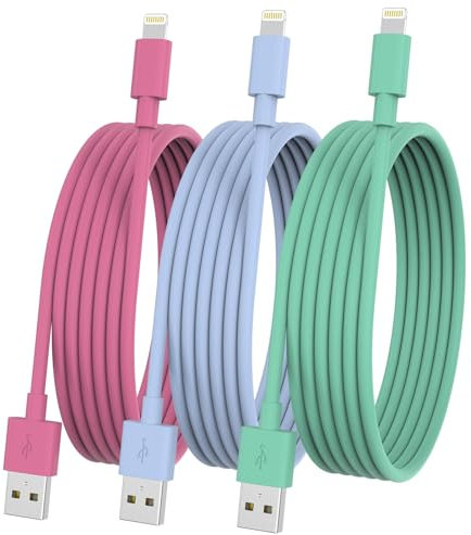 HKYUSHINE iPhone Charger Cable 3Pack 3M/10Ft, [Apple MFi Certified] Lightning Cable Fast Charging iPhone Cable Lead for iPhone 14 13 12 11 Pro Max Mini X 8 7 6S Plus, iPad, iPod, AirPods
