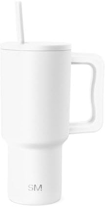 Simple Modern 30 oz Trek Tumbler with Handle and Straw | Insulated Stainless Steel Water Bottle Iced Coffee Cup Travel Mug | Gifts for Women | Trek Collection | 890ml | Winter White