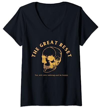 Great Reset NWO Ministerium of Truth T-Shirt mit V-Ausschnitt