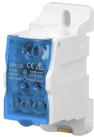 Verteilerkasten für DIN-Schiene, UKK-125A 690V Klemmenblock Verteilerkasten Universal Stromanschlusskasten, Mikrocomputer-Schutzgerät Mit Schutzhülle(Blau)