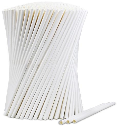 Lot de 1000 pailles jetables en papier blanc 19,7 x 0,6 cm pour fête, mariage, boissons