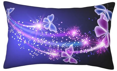 ESASAM Schmetterling lila doppelseitiger Plüsch-Kissenbezug, weich und bequem