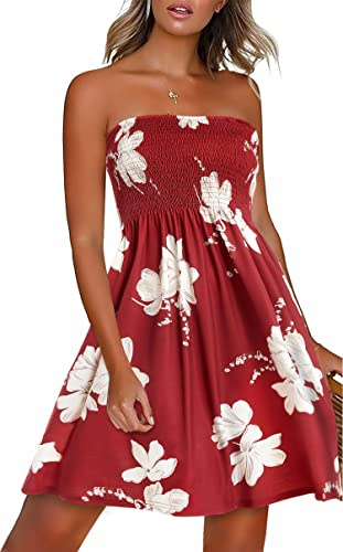 Gosunny Robe d'été pour femme - Épaules dénudées - Sans manches - Robe de plage élégante - Courte - Bikini Cover Up
