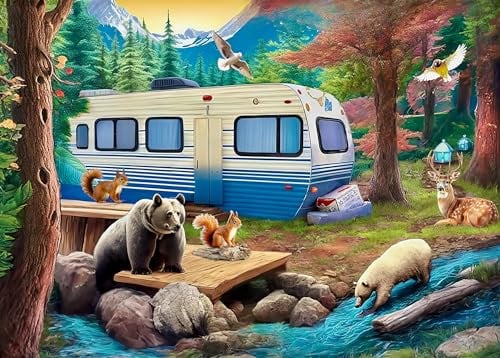 500 Piece Puzzles for Adults - Difficult Jigsaw Puzzles for Adults Challenging - Forest Bear Adventure